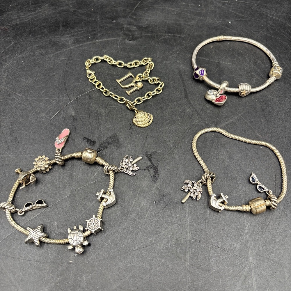 4 Carnival Cruise Line Souvenir 16 Charms Bracelets Tropical Beach DI Palm Tree